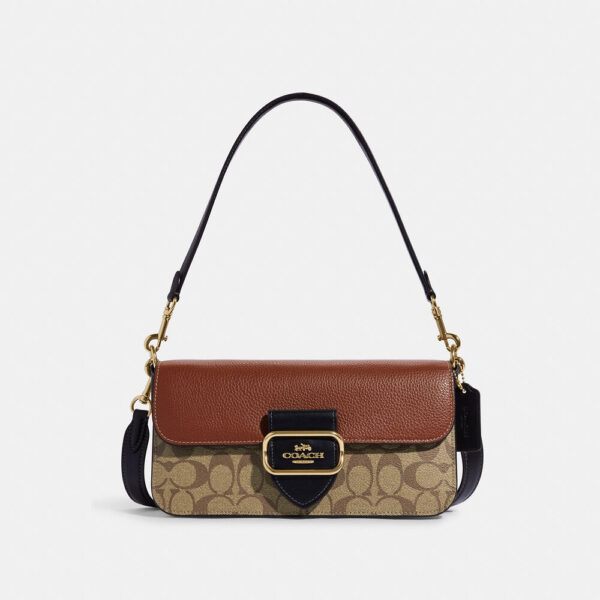 Coach Morgan Shoulder Bag In Colorblock Signature Canvas (Khaki Multi)