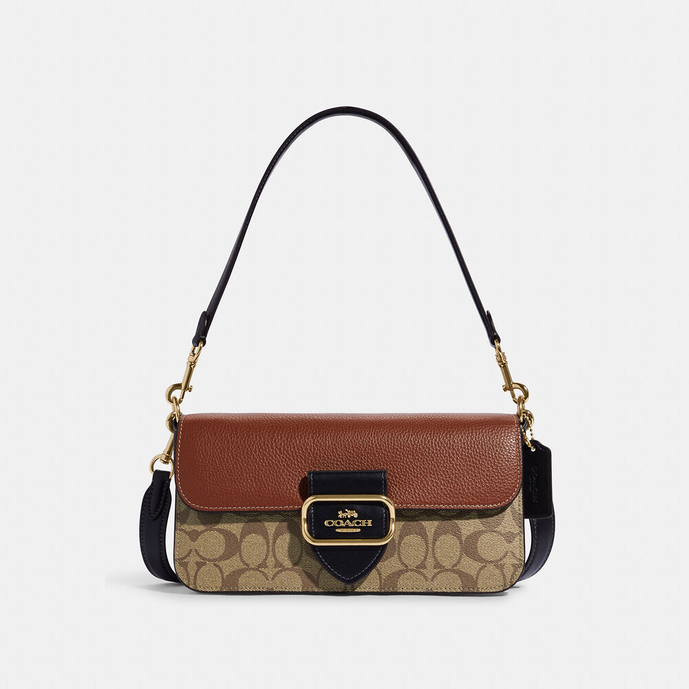 Coach Morgan Shoulder Bag In Colorblock Signature Canvas Khaki Multi Butik Sarah Shaber
