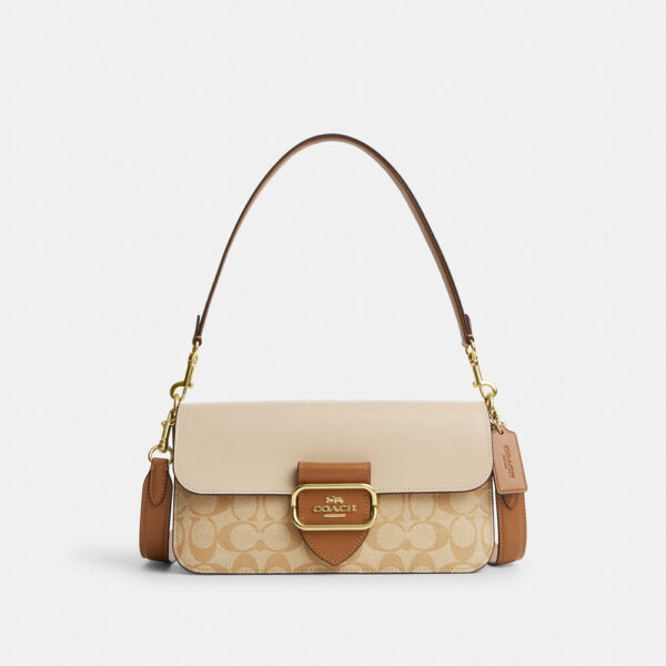 Coach Morgan Shoulder Bag In Blocked Signature Canvas (Khaki Multi)