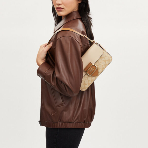 Coach Morgan Shoulder Bag In Blocked Signature Canvas (Khaki Multi) - Image 5