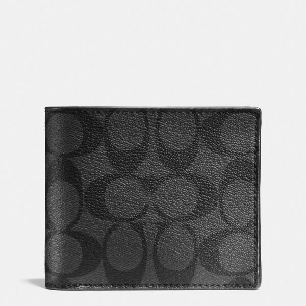 Coach Compact Id 3 in 1 Wallet In Signature Canvas (Charcoal)