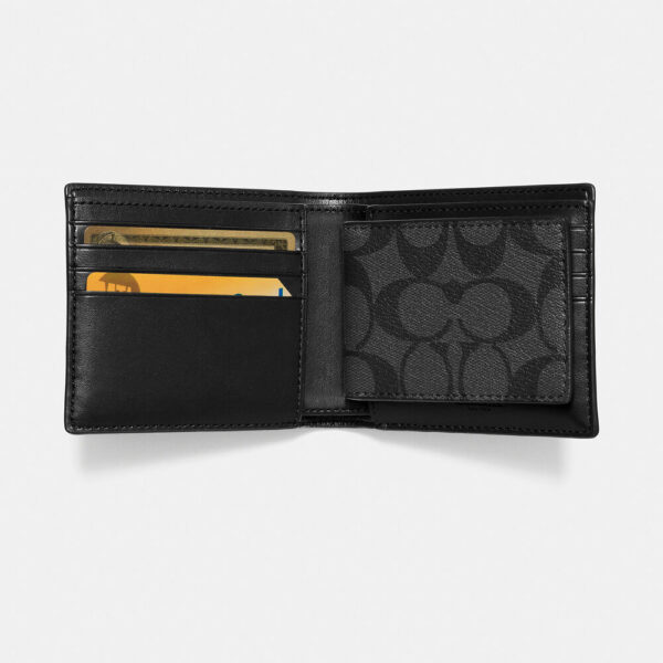Coach Compact Id 3 in 1 Wallet In Signature Canvas (Charcoal) - Image 4