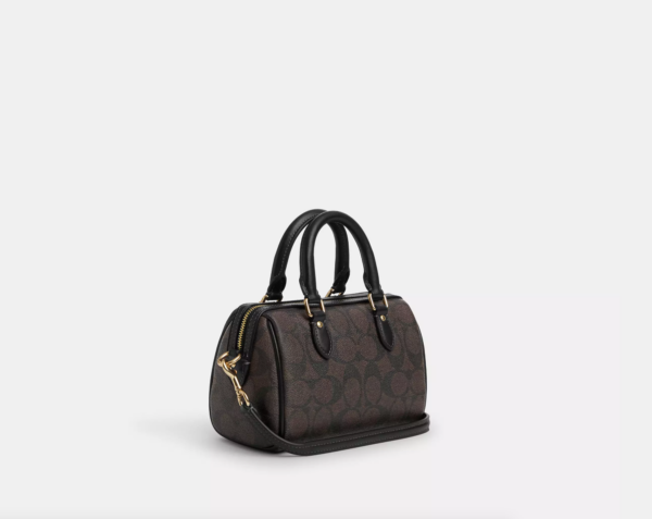 Coach Mini Rowan Crossbody In Signature Canvas (Brown Black) - Image 4