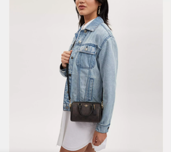 Coach Mini Rowan Crossbody In Signature Canvas (Brown Black) - Image 2