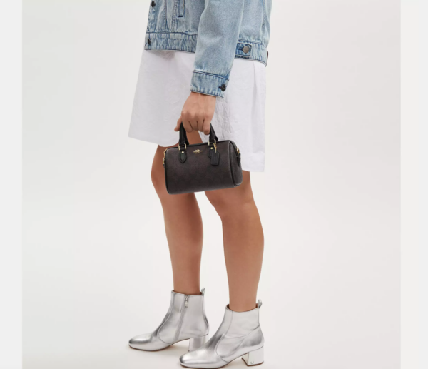 Coach Mini Rowan Crossbody In Signature Canvas (Brown Black) - Image 6