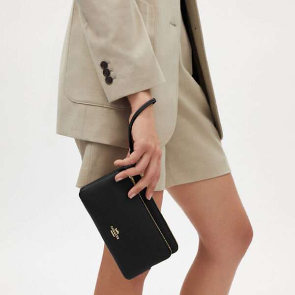 Coach Double Zip Wallet (Black) - Image 3