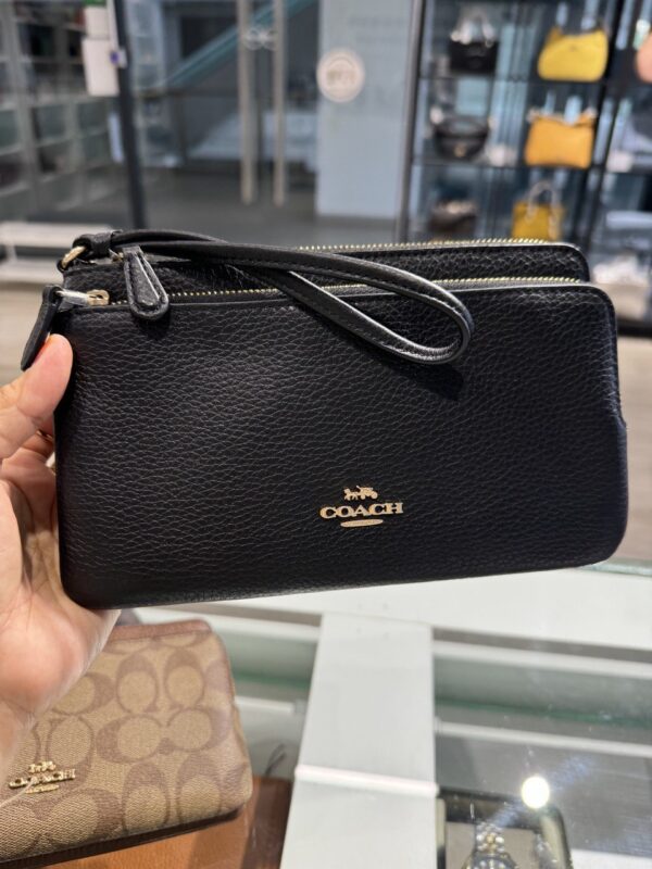 Coach Double Zip Wallet (Black) - Image 2