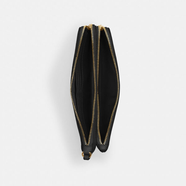 Coach Double Zip Wallet In Signature Canvas (Brown Black) - Image 3
