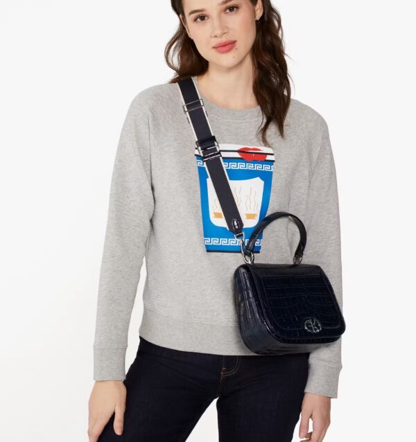 Kate Spade Kyla Croc Embossed Top Handle Saddle Bag (Blazer Blue) - Image 3