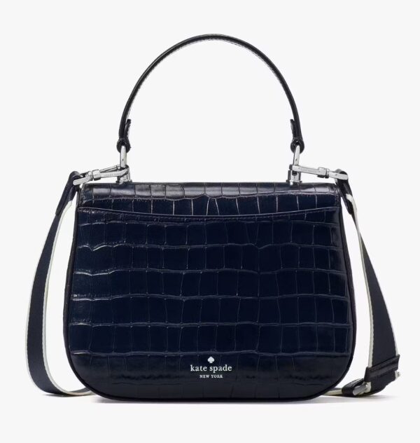 Kate Spade Kyla Croc Embossed Top Handle Saddle Bag (Blazer Blue) - Image 5