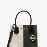 Michael Kors Mercer Medium Two-Tone Logo Crossbody Bag (Black Noir)