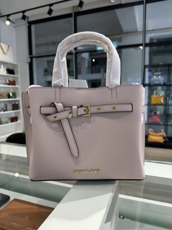 Michael Kors Emilia Small Pebbled Leather Satchel (Powder Blush/RSKF) - Image 4