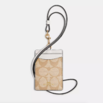 Coach Id Lanyard In Signature Canvas (Khaki Chalk)