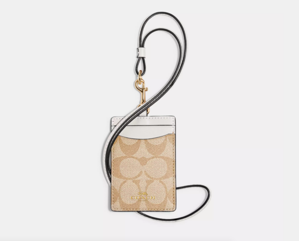 Coach Id Lanyard In Signature Canvas (Khaki Chalk)