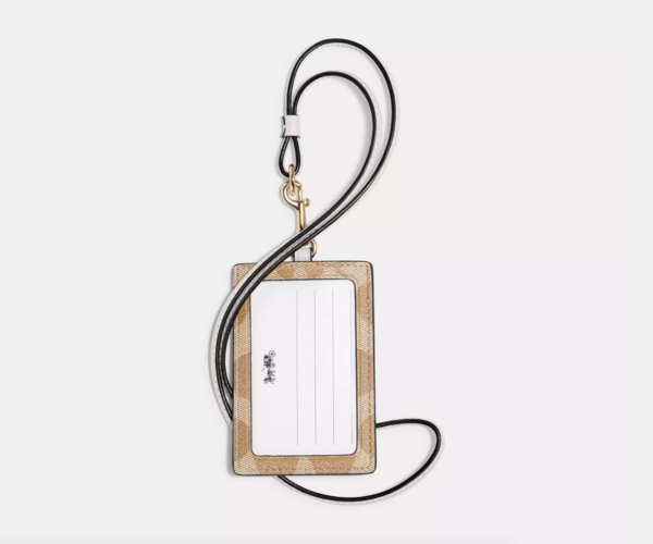Coach Id Lanyard In Signature Canvas (Khaki Chalk) - Image 2