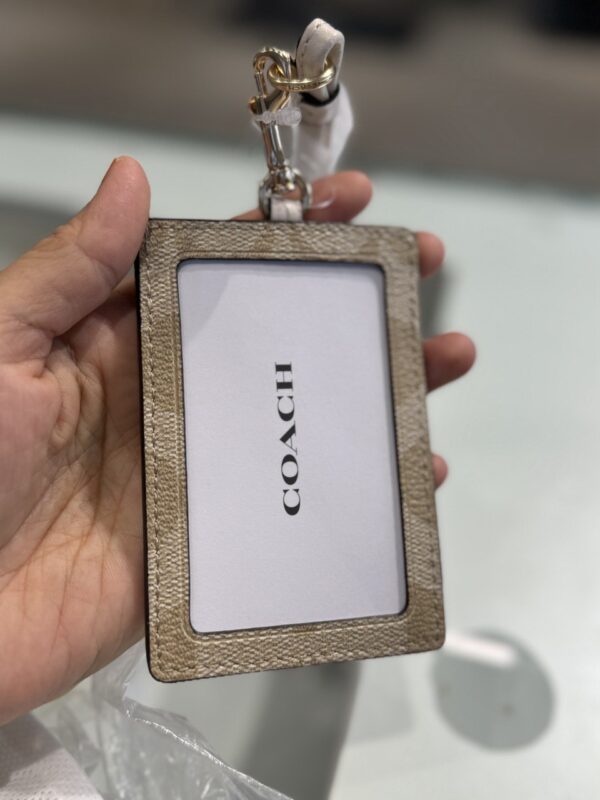 Coach Id Lanyard In Signature Canvas (Khaki Chalk) - Image 4