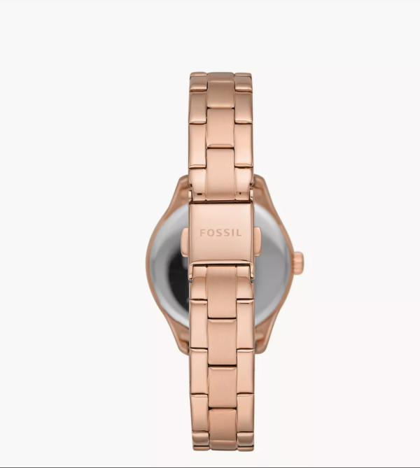 Fossil Rye Three-Hand Date Rose Gold-Tone Stainless Steel Watch (BQ3639) - Image 2