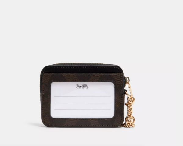 Coach Zip Card Case In Signature Canvas (Brown Black) - Image 2