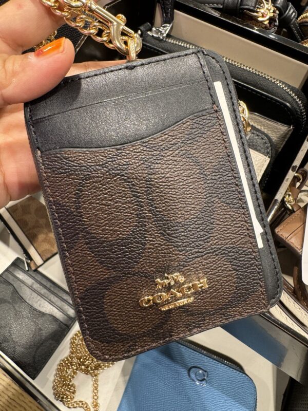 Coach Zip Card Case In Signature Canvas (Brown Black) - Image 4