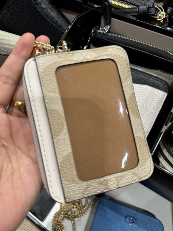 Coach Zip Card Case In Signature Canvas (Khaki Chalk) - Image 5