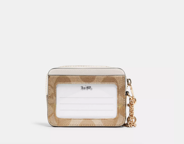 Coach Zip Card Case In Signature Canvas (Khaki Chalk) - Image 2