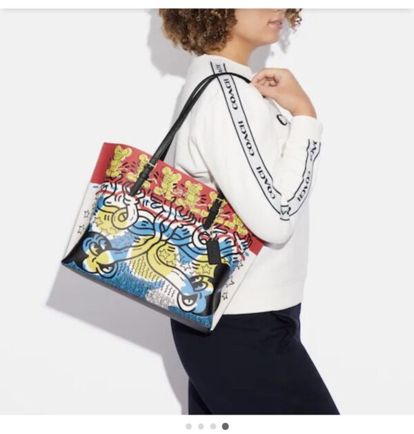 CLEARANCE - Coach Disney Mickey Mouse X Keith Haring Mollie Tote Bag (Multi/RSKF) - Image 3