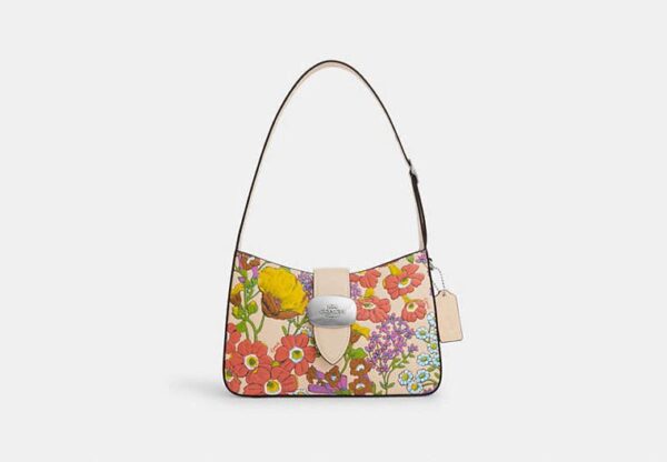 Coach Eliza Shoulder Bag With Floral Print RSKF (Ivory Multi)