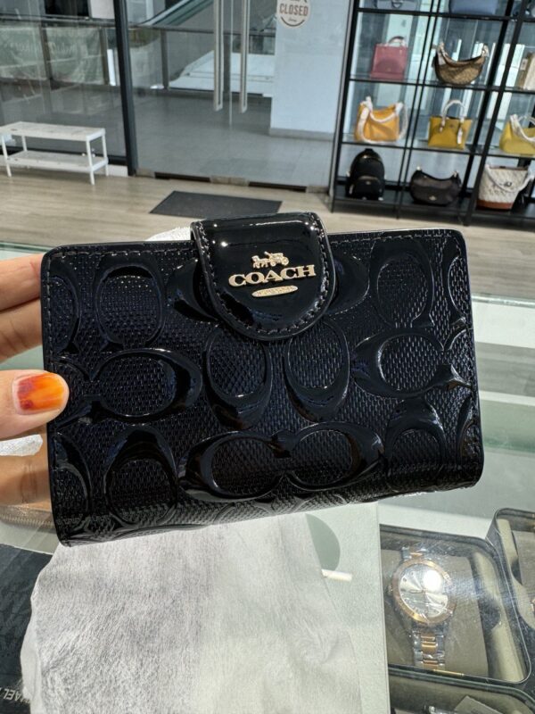 Coach Medium Corner Zip Wallet In Signature Leather (Black) - Image 3
