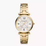 Fossil Carlie Three-Hand Date Gold-Tone Stainless Steel Watch (ES5159)