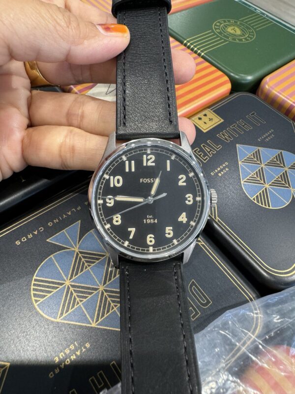 Fossil Dayliner Three-Hand Black Leather Watch (FS5926) - Image 5