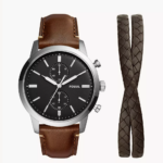 Fossil Townsman Chronograph Brown Eco Leather Watch and Bracelet Set (FS5967 Set)