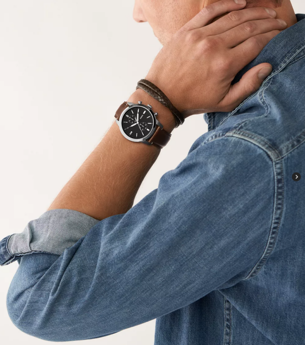 Fossil Townsman Chronograph Brown Eco Leather Watch and Bracelet Set (FS5967 Set) - Image 4