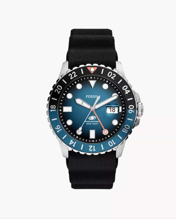 Fossil Blue GMT Black Silicone Watch (FS6049)
