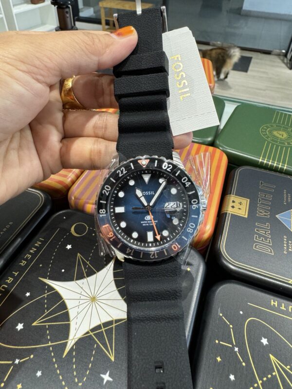 Fossil Blue GMT Black Silicone Watch (FS6049) - Image 4