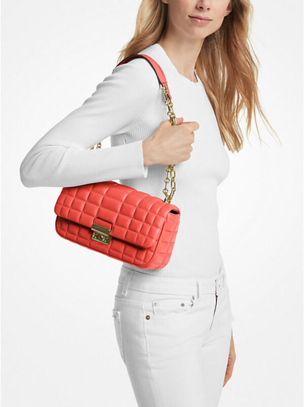 Michael Kors Tribeca Large Quilted Leather Shoulder Bag (Spiced Coral) Boutique Collection - Image 4