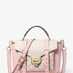 Michael Kors Manhattan Medium Leather and Logo Satchel (Powder Blush)