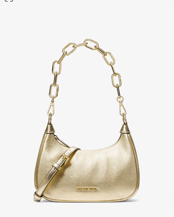 Michael Kors Cora Medium Leather Shoulder Bag (Pale Gold)