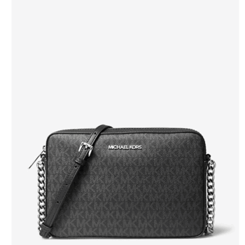 Michael Kors Jet Set Large Printed Logo Crossbody Bag (Black)
