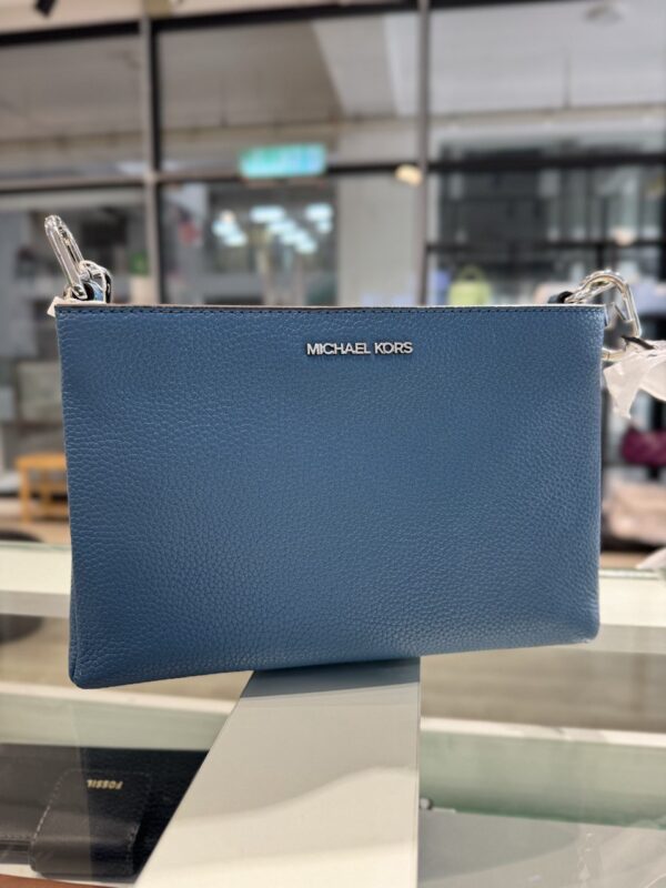 Michael Kors Trisha Medium Pebbled Leather Crossbody Bag (Teal) RSKF