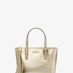 Michael Kors Jet Set Travel Extra-Small Metallic Top-Zip Tote Bag (Pale Gold)