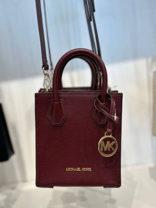[Pre-Order] - Michael Kors Mercer Extra-Small Pebbled Leather Crossbody Bag (Oxblood) - Image 2