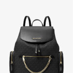 Michael Kors Jet Set Large Logo Backpack (Black)