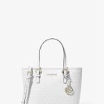 Michael Kors Jet Set Travel Extra-Small Logo Top-Zip Tote Bag (Optic White)