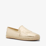 Michael Kors Hastings Metallic Logo Embossed Slip-On Espadrille (Pale Gold)