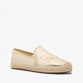 Michael Kors Hastings Metallic Logo Embossed Slip-On Espadrille (Pale Gold)