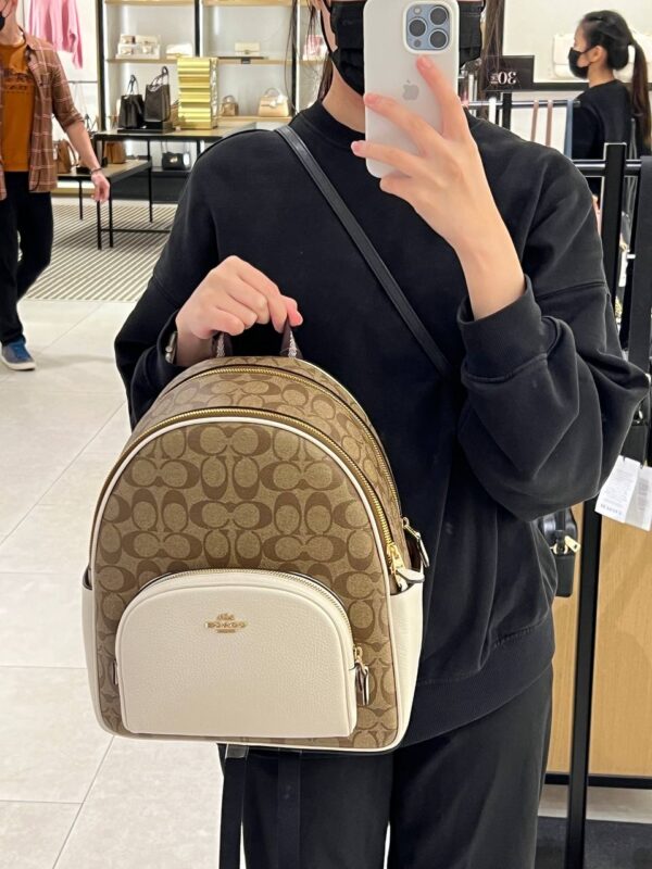 Coach Court Backpack In Signature Canvas (Khaki Chalk) - Image 2
