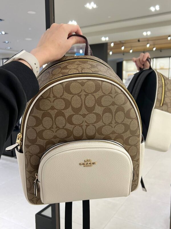 Coach Court Backpack In Signature Canvas (Khaki Chalk) - Image 3