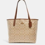 Coach City Tote Bag In Signature Canvas (Khaki Light Saddle)