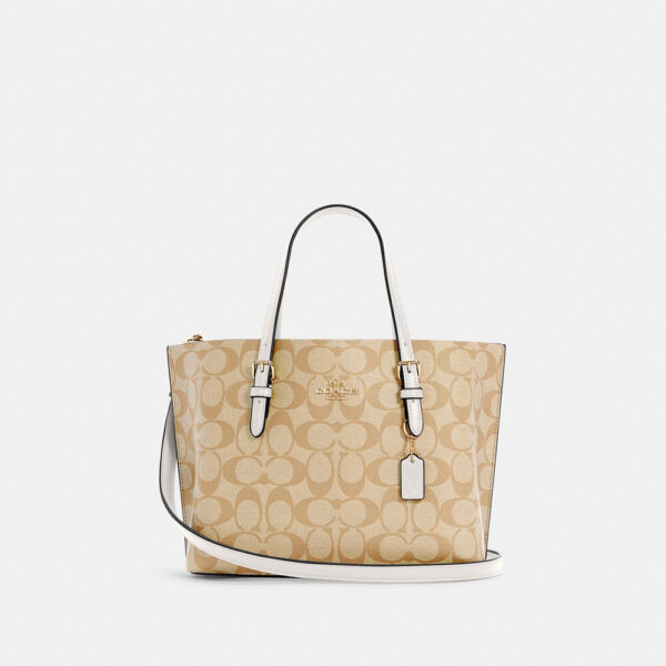 Coach Mollie Tote 25 In Signature Canvas (Khaki Chalk)