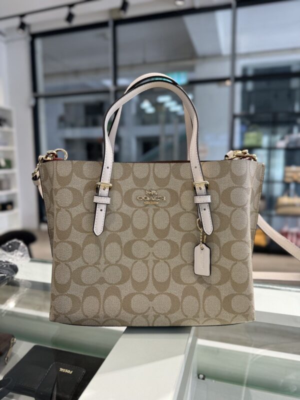 Coach Mollie Tote 25 In Signature Canvas (Khaki Chalk) - Image 5